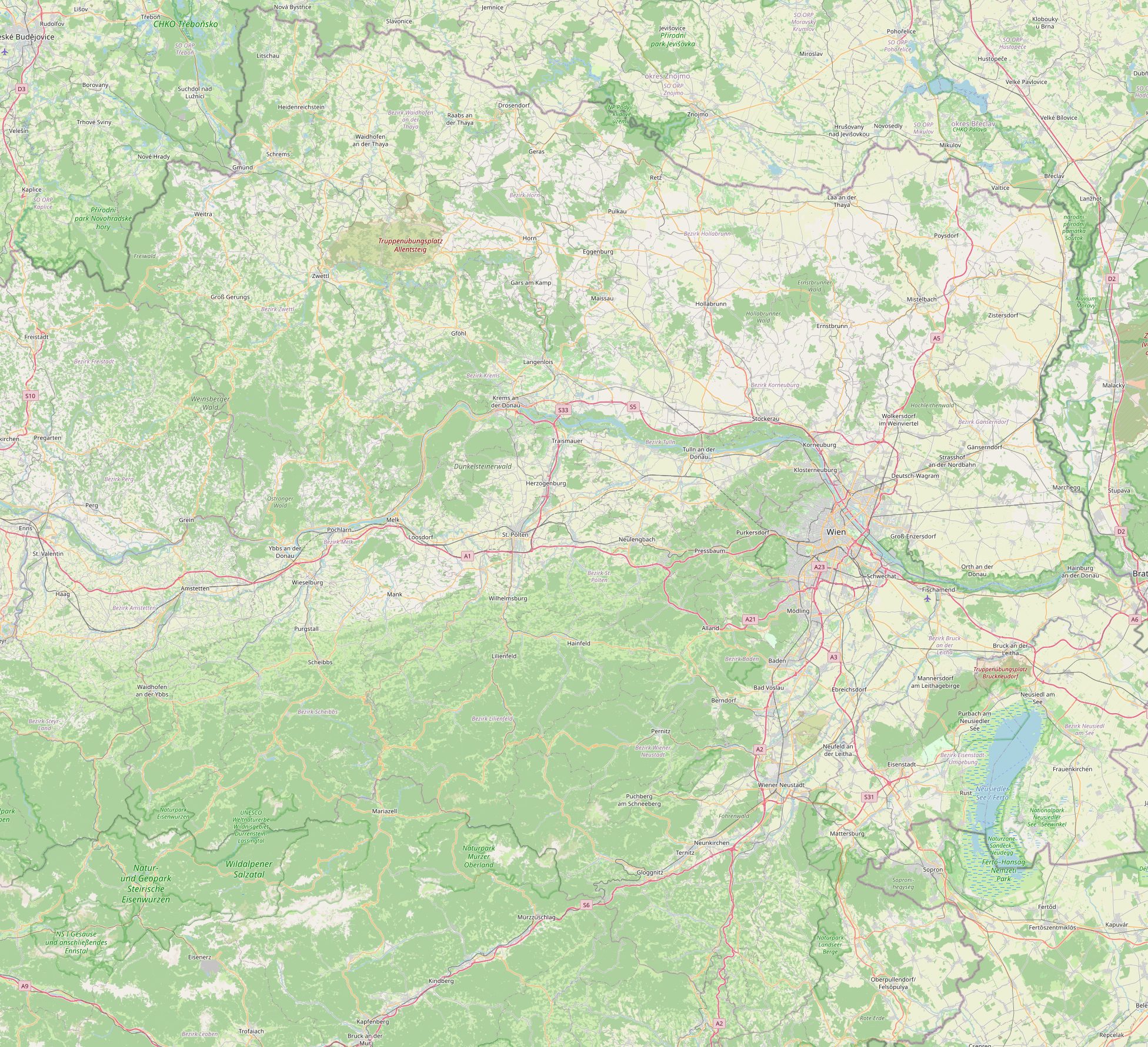 Karte von Niederösterreich mit den Gemeinden im Verzeichnis